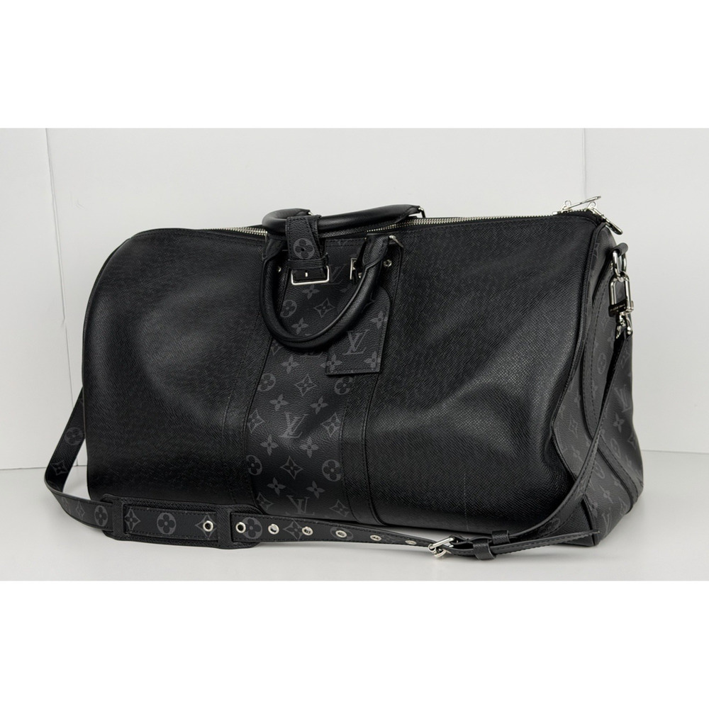 Louis Vuitton Keepall Bandouliere 50 Monogram Eclipse & Black Taiga Leather